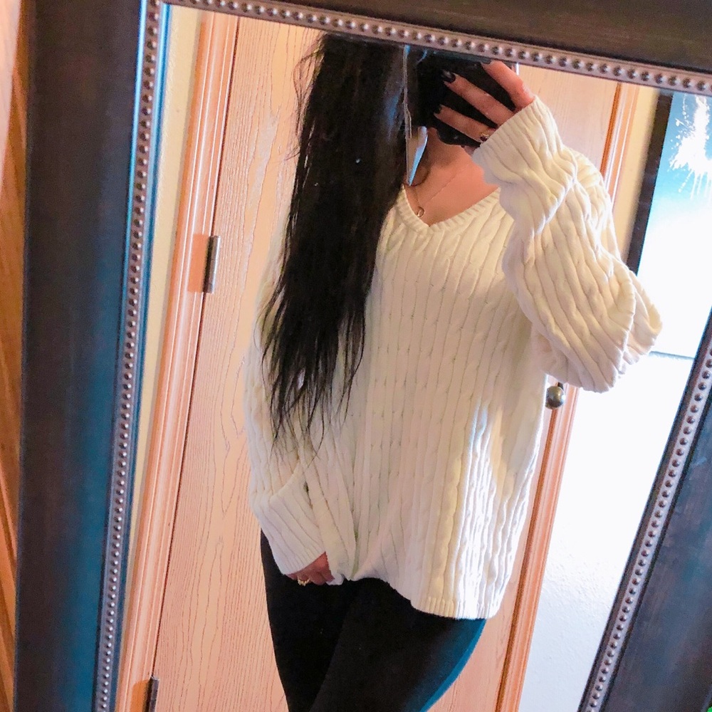 Comfy, Cute, Slouchy, Corded Sweater (V-Neck)
